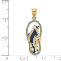 Load image into Gallery viewer, 14K Enamel Dolphin Flip-Flop Charm

