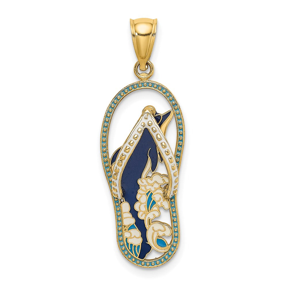 14K Enamel Dolphin Flip-Flop Charm