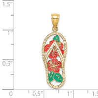 Load image into Gallery viewer, 14K Enamel Red Hibiscus Flower Flip-Flop Charm
