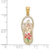 Load image into Gallery viewer, 14K Multi Color Enamel Flower Flip-Flop Charm
