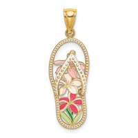 Load image into Gallery viewer, 14K Multi Color Enamel Flower Flip-Flop Charm
