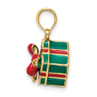 Load image into Gallery viewer, 14K 3-D w/Enamel Green Gift Box w/Red Bow Charm
