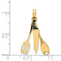 Load image into Gallery viewer, 14K 3-D Enamel Butcher Knife, Spoon and Spatula Moveable Charm
