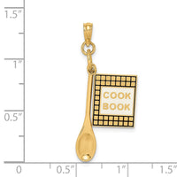 Load image into Gallery viewer, 14K 3-D Cook Book W/ Black Enamel and Spoon Charm
