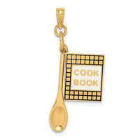 Load image into Gallery viewer, 14K 3-D Cook Book W/ Black Enamel and Spoon Charm
