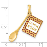 Load image into Gallery viewer, 14K W/Enamel 3-D Cook Book and Spoon Charm
