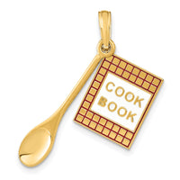 Load image into Gallery viewer, 14K W/Enamel 3-D Cook Book and Spoon Charm
