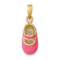 Load image into Gallery viewer, 14K w/ Pink Enamel 3-D Baby Shoe Charm
