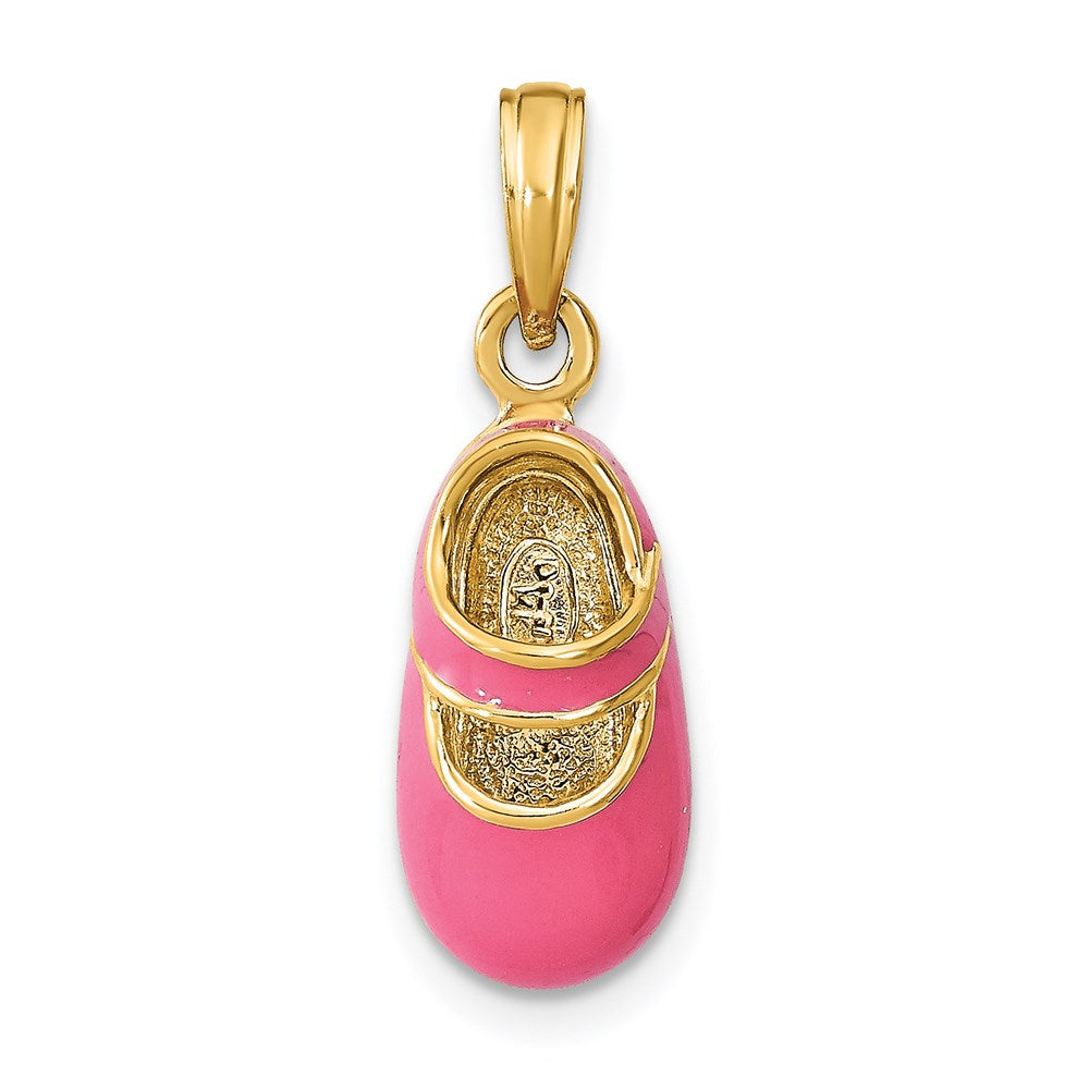 14K w/ Pink Enamel 3-D Baby Shoe Charm