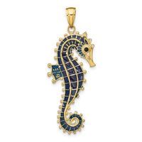 Load image into Gallery viewer, 14K  3D Enameled Seahorse Pendant
