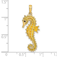 Load image into Gallery viewer, 14K 3-D Yellow Enamel Seahorse Charm
