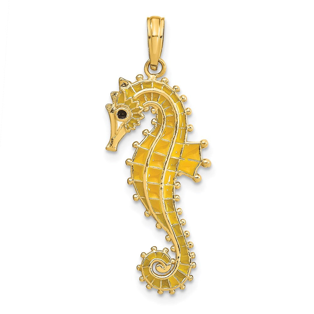 14K 3-D Yellow Enamel Seahorse Charm