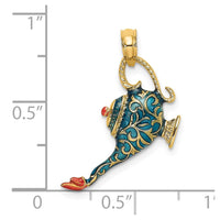 Load image into Gallery viewer, 14K w/ Enamel 3-D Textured Blue Genie Lamp Charm
