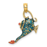 Load image into Gallery viewer, 14K w/ Enamel 3-D Textured Blue Genie Lamp Charm
