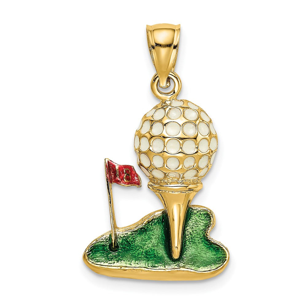 14K W/ Enamel and 2-D Golf Ball Charm