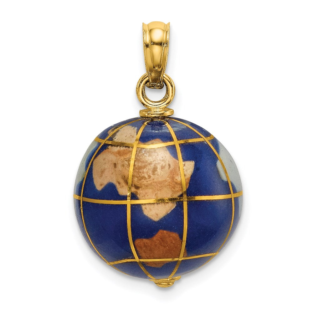 14K 3-D Enamel World Globe Charm