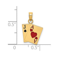 Load image into Gallery viewer, 14K Enamel Jack of Clubs and Ace of Hearts Cards Charm
