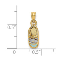 Load image into Gallery viewer, 14K w/ White Rhodium 3-D Light Blue Enamel Baby Shoe Charm
