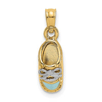 Load image into Gallery viewer, 14K w/ White Rhodium 3-D Light Blue Enamel Baby Shoe Charm
