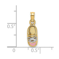 Load image into Gallery viewer, 14K &amp; Rhodium 3-D Pink Enamel Baby Shoe Charm
