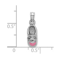 Load image into Gallery viewer, 14K White Gold 3-D Pink Enamel Baby Shoe Charm
