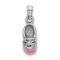 Load image into Gallery viewer, 14K White Gold 3-D Pink Enamel Baby Shoe Charm
