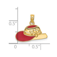 Load image into Gallery viewer, 14K Polished 2-D Red Enamel Hat Charm
