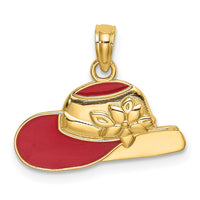 Load image into Gallery viewer, 14K Polished 2-D Red Enamel Hat Charm
