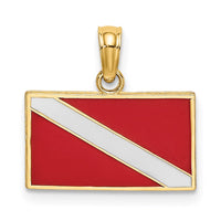 Load image into Gallery viewer, 14K Dive Flag W/Red &amp; White Enamel Charm
