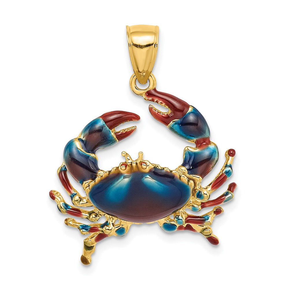 14K Blue Enamel Stone Crab Charm