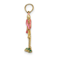 Load image into Gallery viewer, 14K 3-D Pink Enamel Flamingo Charm
