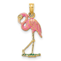 Load image into Gallery viewer, 14K 3-D Pink Enamel Flamingo Charm
