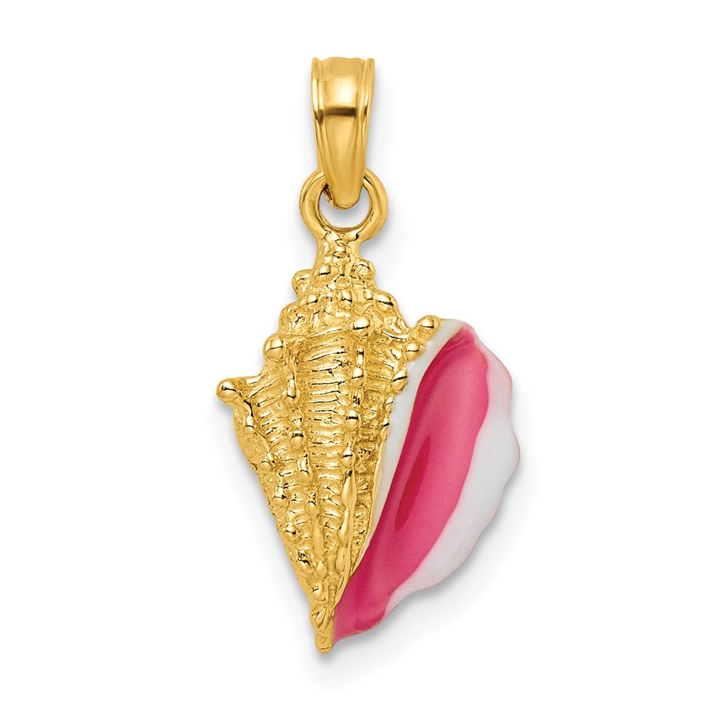 14k Textured and Enamel Conch Shell Pendant