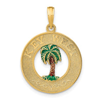 Load image into Gallery viewer, 14K KEY WEST Enameled Palm Tree Circle Charm
