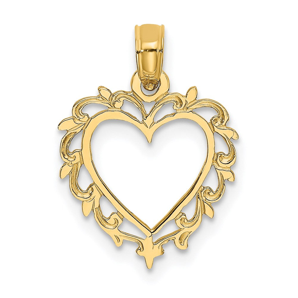 14K Heart w/ Lace Trim Charm