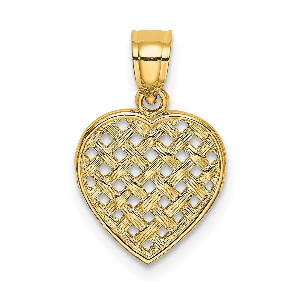14K Cut-Out and Textured Woven Heart Charm