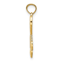 Load image into Gallery viewer, 14K Polished Heart w/ Double Heart Tassle Charm
