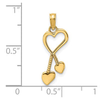 Load image into Gallery viewer, 14K Polished Heart w/ Double Heart Tassle Charm
