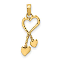 Load image into Gallery viewer, 14K Polished Heart w/ Double Heart Tassle Charm
