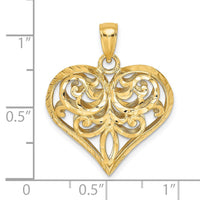 Load image into Gallery viewer, 14K 3-D Diamond-cut Filigree Puffed Heart Charm
