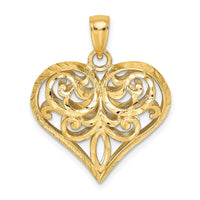 Load image into Gallery viewer, 14K 3-D Diamond-cut Filigree Puffed Heart Charm
