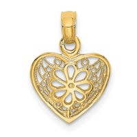 Load image into Gallery viewer, 14K 2-D Filigree Heart w/ Flower Design Charm
