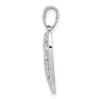 Load image into Gallery viewer, 14K White Gold Diamond-cut Heart Pattern On Heart Charm
