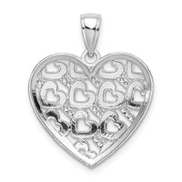 Load image into Gallery viewer, 14K White Gold Diamond-cut Heart Pattern On Heart Charm
