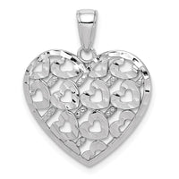Load image into Gallery viewer, 14K White Gold Diamond-cut Heart Pattern On Heart Charm
