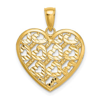 Load image into Gallery viewer, 14K Diamond-cut Heart Pattern On Heart Charm
