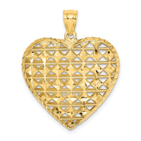 Load image into Gallery viewer, 14K 3-D Cut-out Diamond-cut Puffed Heart Pendant
