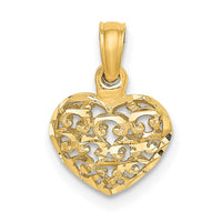 Load image into Gallery viewer, 14K 3-D Diamond-cut Mini Puffed Heart Charm

