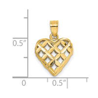 Load image into Gallery viewer, 14K 3-D Diamond-cut Filigree Puffed Heart Charm
