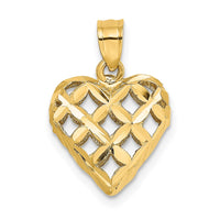 Load image into Gallery viewer, 14K 3-D Diamond-cut Filigree Puffed Heart Charm
